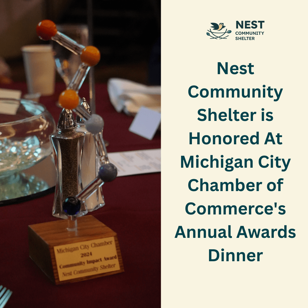 Nest Community Shelter is Honored At Michigan City Chamber of Commerce’s Annual Awards Dinner